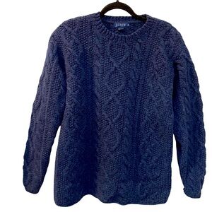 J. Crew Wool Cable Knit Heather Blue Sweater Unisex Men’s Small